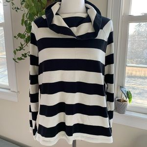 Vineyard Vines black & white striped cowl neck top